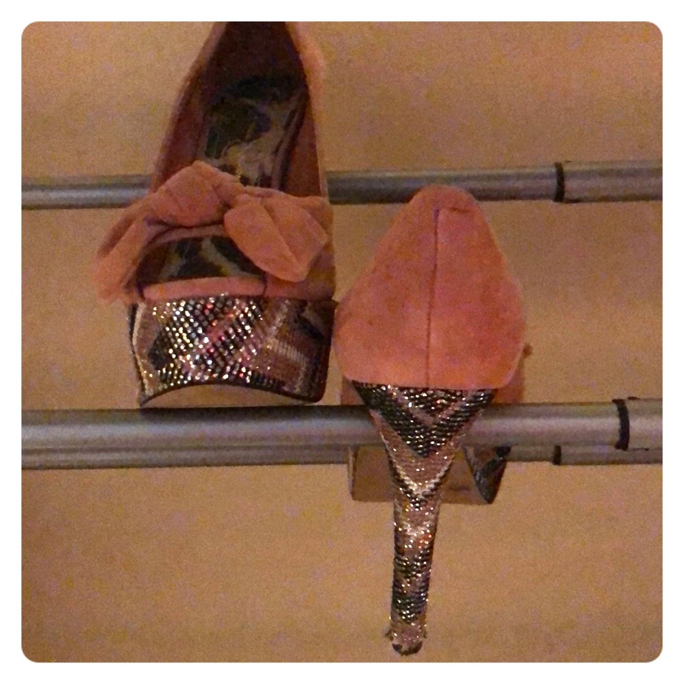 Rose gold/sequence Jessica Simpson stilettos
